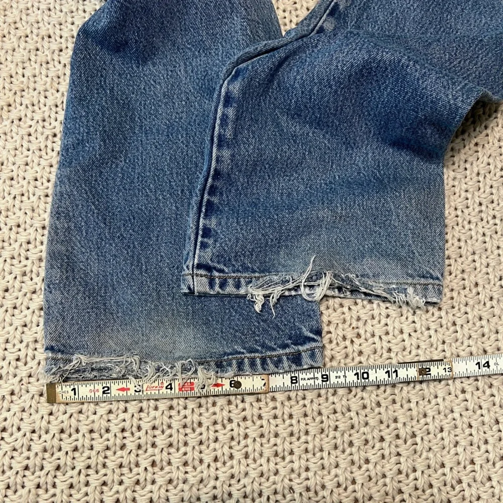 Y2K Levi's 517 Boot Cut Jeans Blue Made In USA Distressed Mens 34x32
